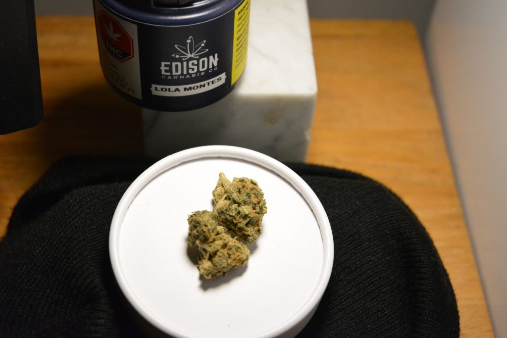 Close up of cannabis from Edison Lola Montes review